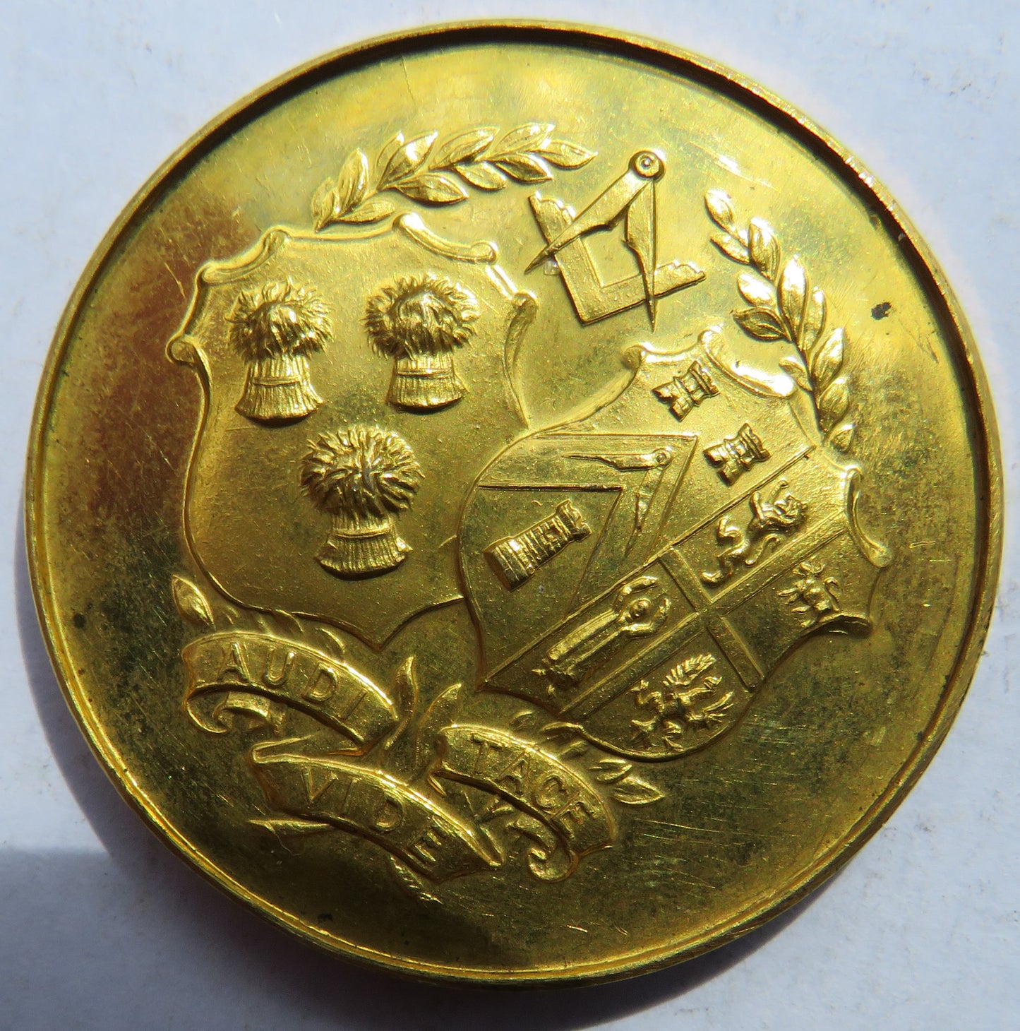 Vintage Masonic Medal Instituted 1913 - Audi Tace Vide