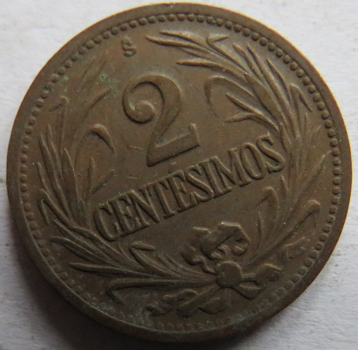 1944 Uruguay 2 Centimos Coin