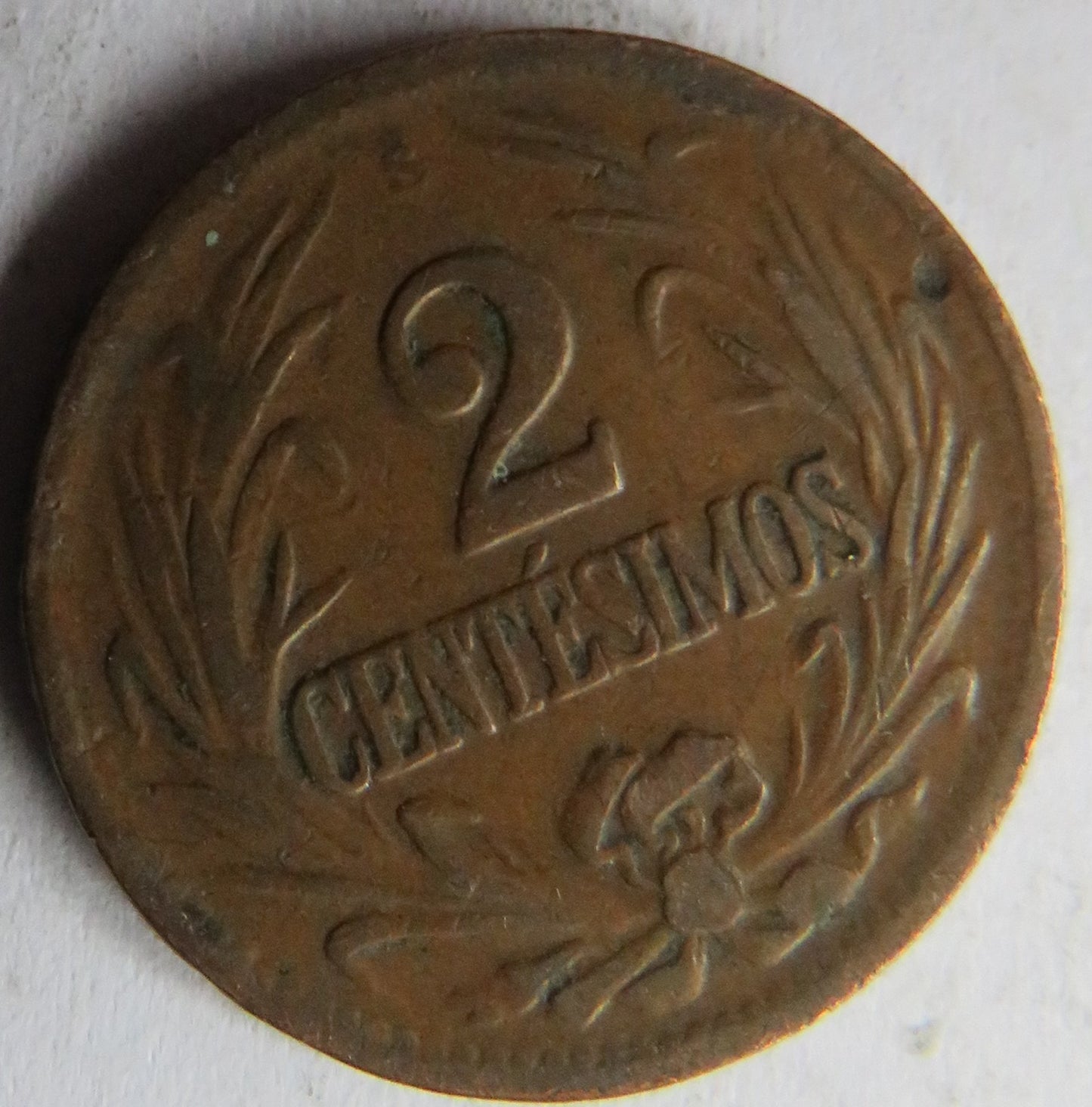 1943 Uruguay 2 Centimos Coin