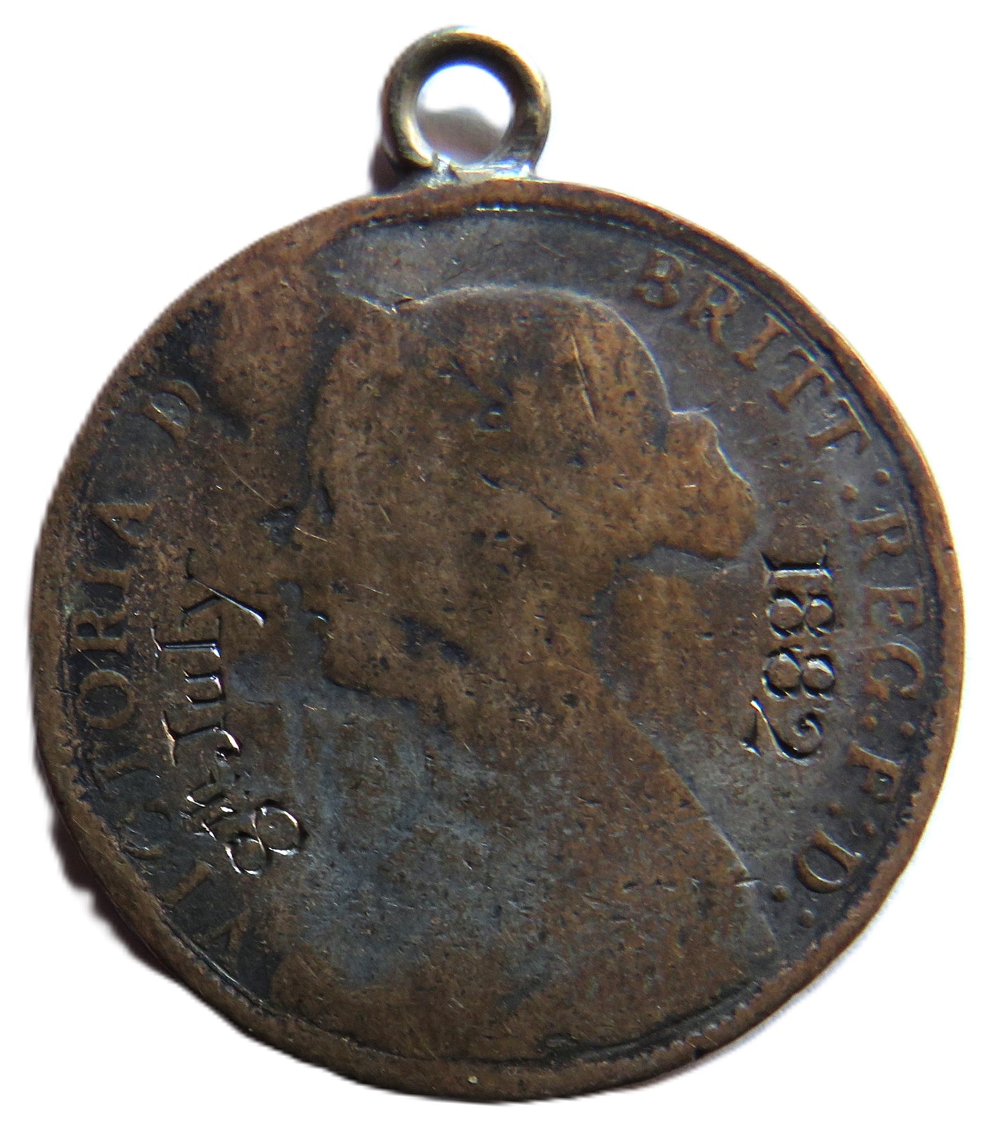 1882 Queen Victoria Engraved Halfpenny Coin Pendant "1882 8th July"
