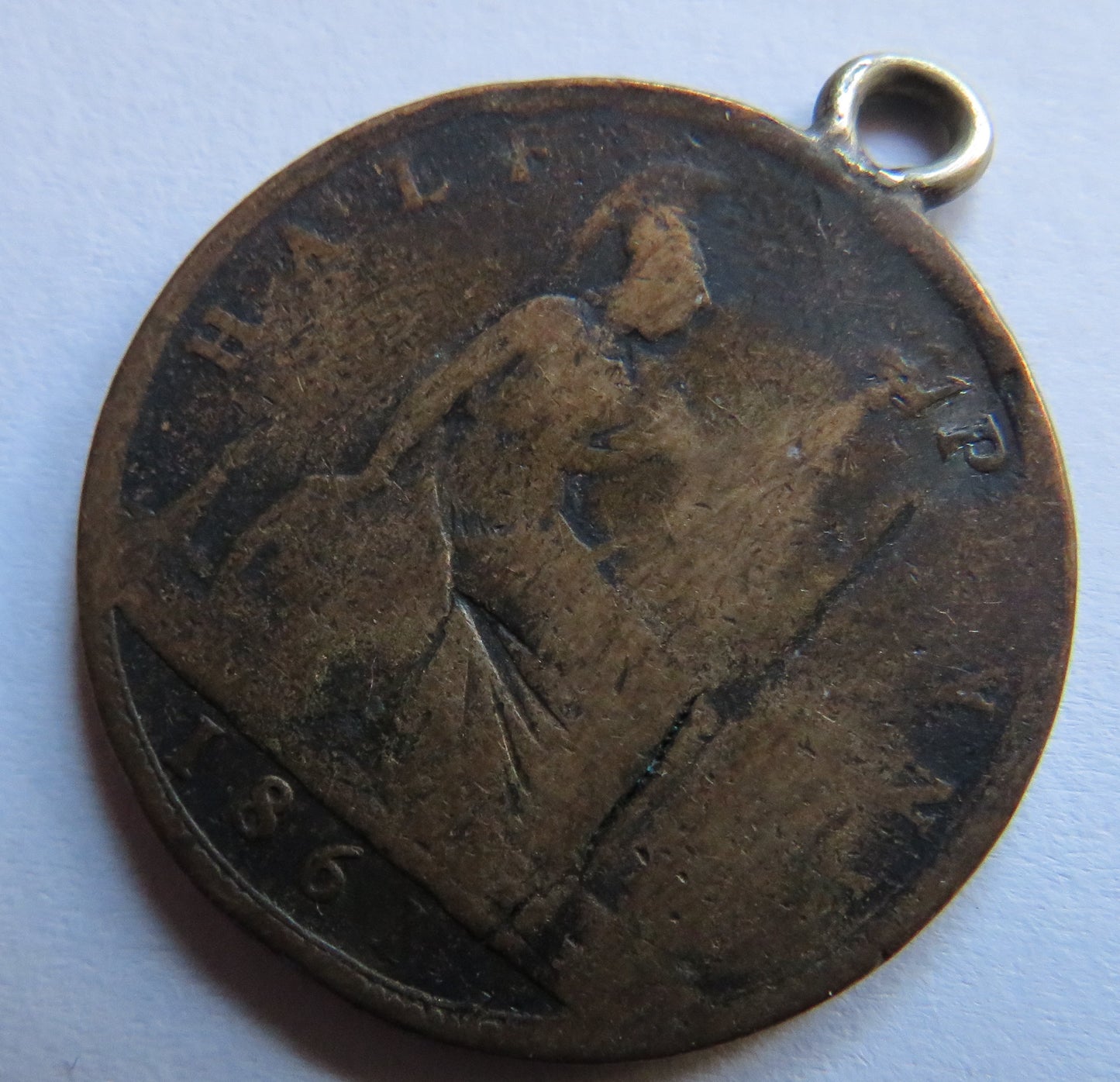 1882 Queen Victoria Engraved Halfpenny Coin Pendant "1882 8th July"