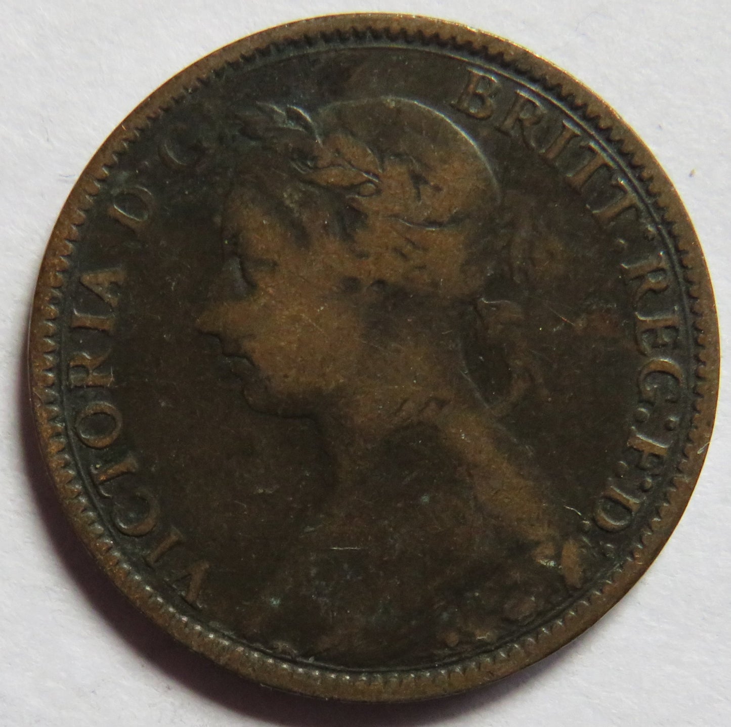 1893 Queen Victoria Bun Head Farthing Coin - Great Britain