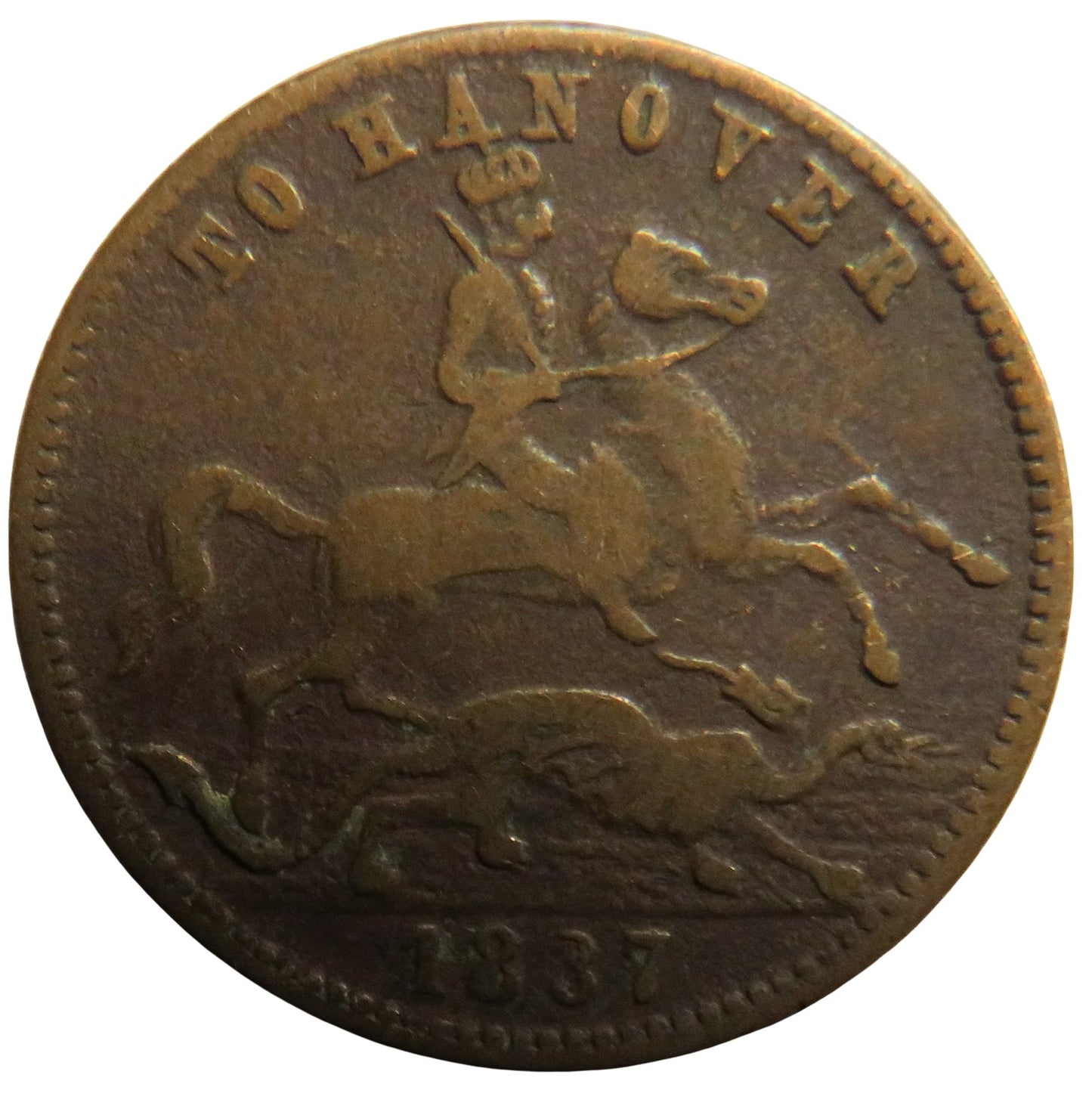 1837 Queen Victoria " To Hanover" Cumberland Jack Token
