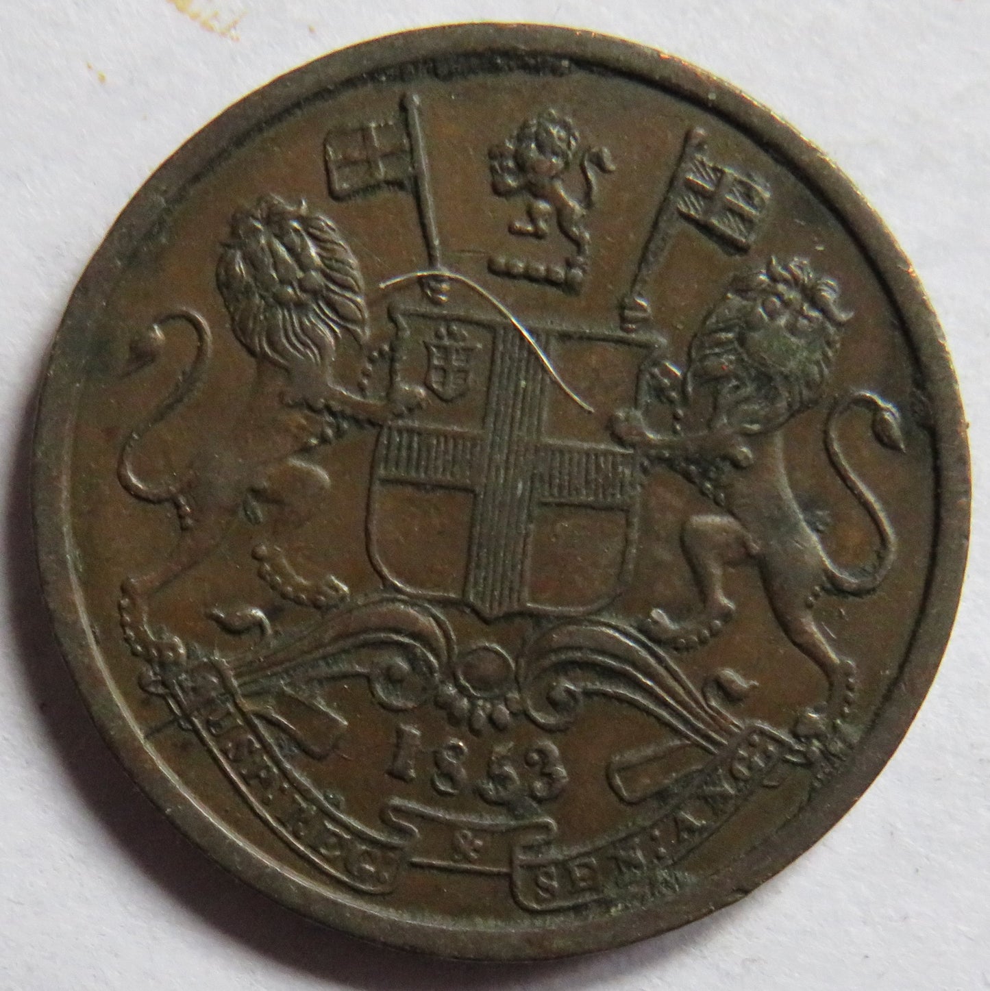 1853 East India Company 1/2 Pice Coin