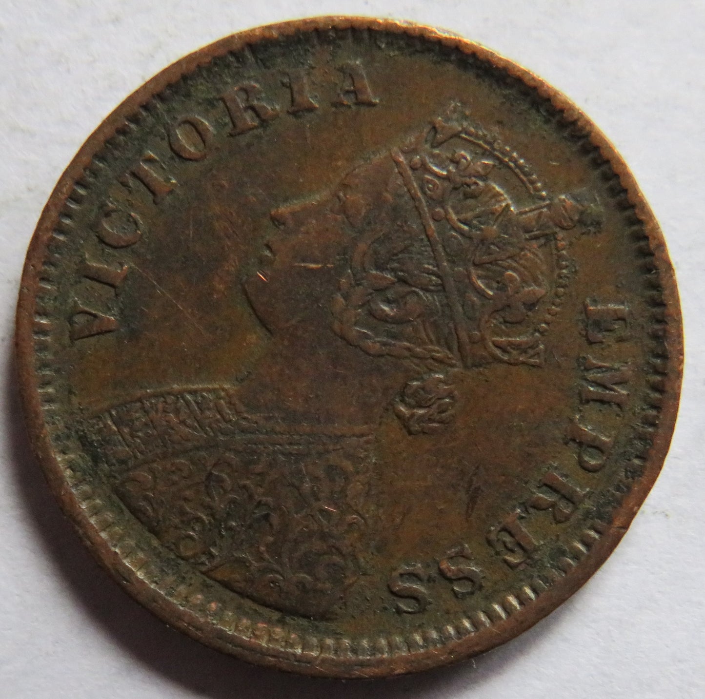 1885 Queen Victoria India 1/2 Pice Coin Scarce Date