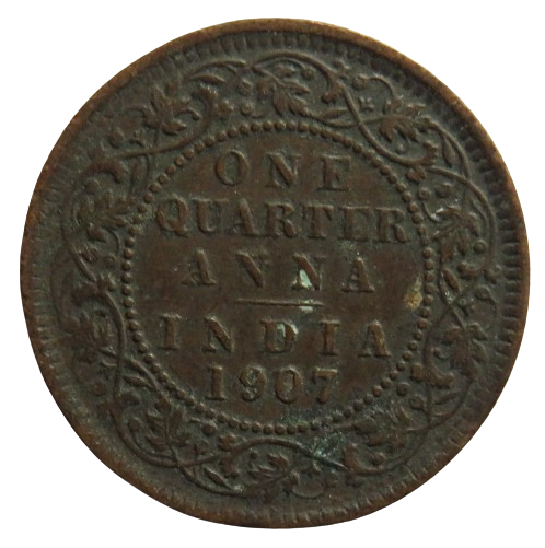 1907 King Edward VII India 1/4 Quarter Anna Coin