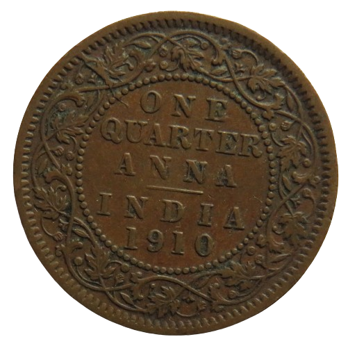 1910 King Edward VII India 1/4 Quarter Anna Coin