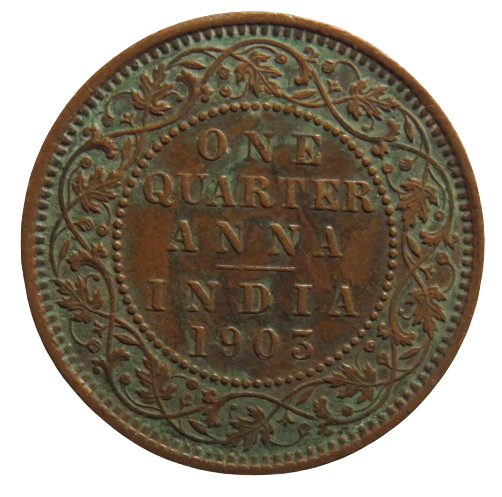 1903 King Edward VII India 1/4 Quarter Anna Coin