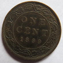 Load image into Gallery viewer, 1899 Queen Victoria Canada One Cent Coin
