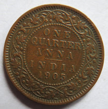 Load image into Gallery viewer, 1905 King Edward VII India 1/4 Quarter Anna Coin
