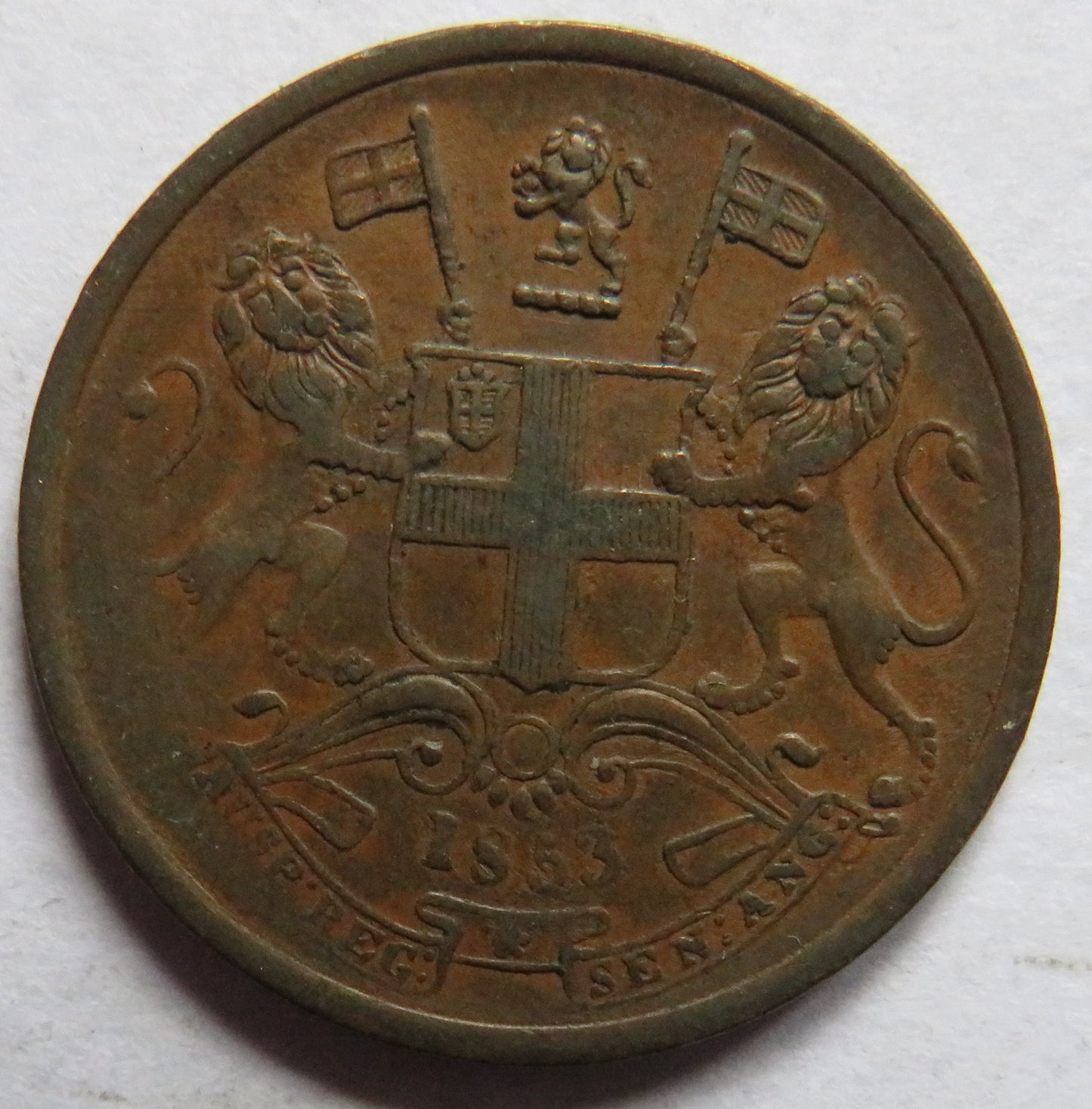 1853 East India Company 1/2 Pice Coin In Better Grade