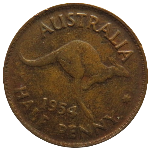 1954 Queen Elizabeth II Australia Halfpenny Coin