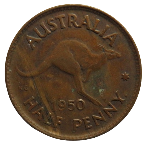 1950 King George VI Australia Halfpenny Coin