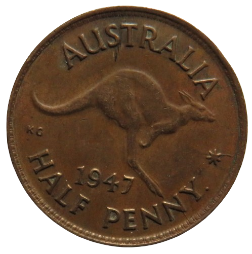 1947 King George VI Australia Halfpenny Coin