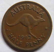 Load image into Gallery viewer, 1942 King George VI Australia Halfpenny Coin
