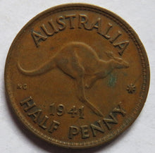 Load image into Gallery viewer, 1941 King George VI Australia Halfpenny Coin
