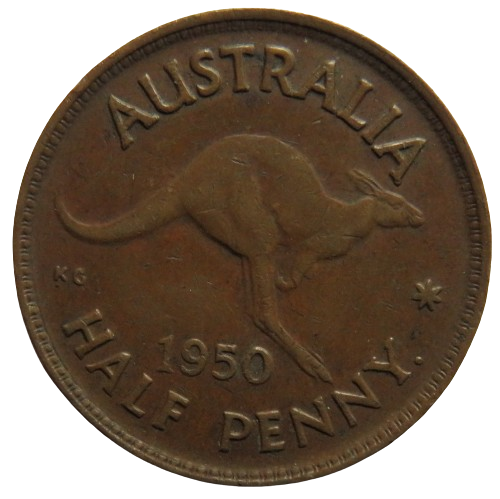 1950 King George VI Australia Halfpenny Coin