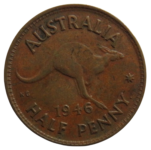 1946 King George VI Australia Halfpenny Coin