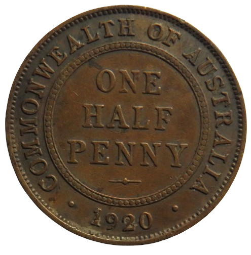 1920 King George V Australia Halfpenny Coin