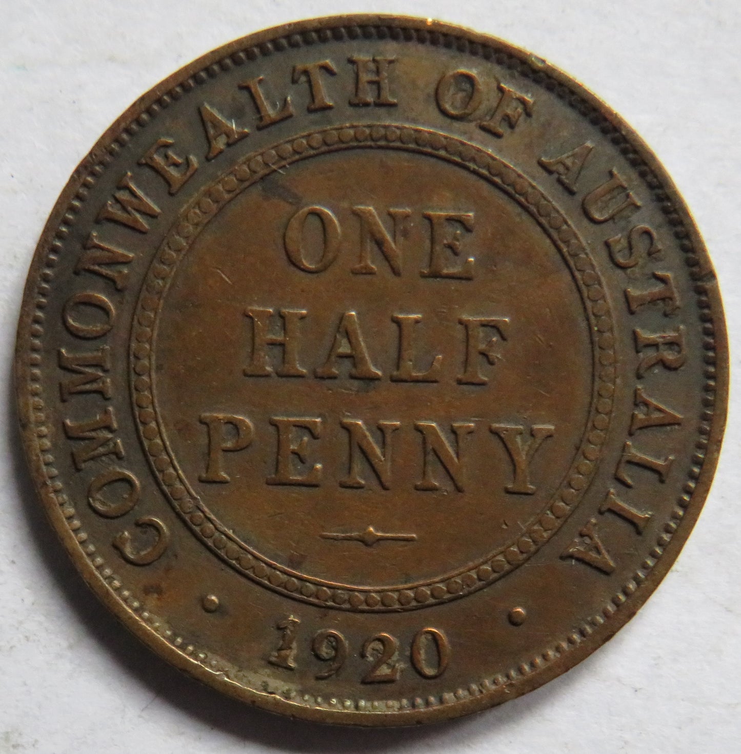 1920 King George V Australia Halfpenny Coin