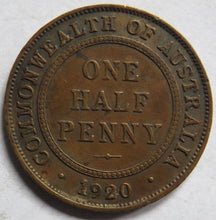 Load image into Gallery viewer, 1920 King George V Australia Halfpenny Coin
