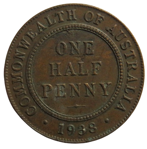 1938 King George VI Australia Halfpenny Coin