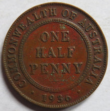 Load image into Gallery viewer, 1936 King George V Australia Halfpenny Coin
