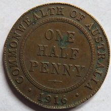 Load image into Gallery viewer, 1916 King George V Australia Halfpenny Coin
