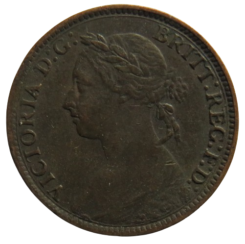 1883 Queen Victoria Bun Head Farthing Coin - Great Britain