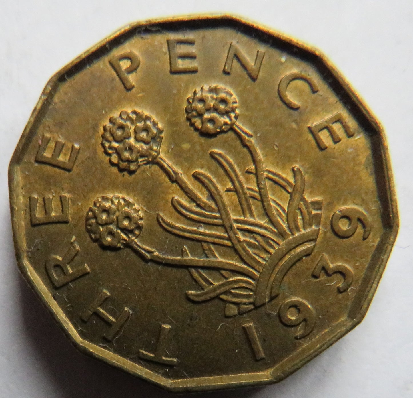 1939 King George VI Brass Threepence Coin Higher Grade