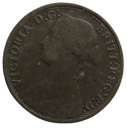 1862 Queen Victoria Bun Head Farthing Coin - Great Britain