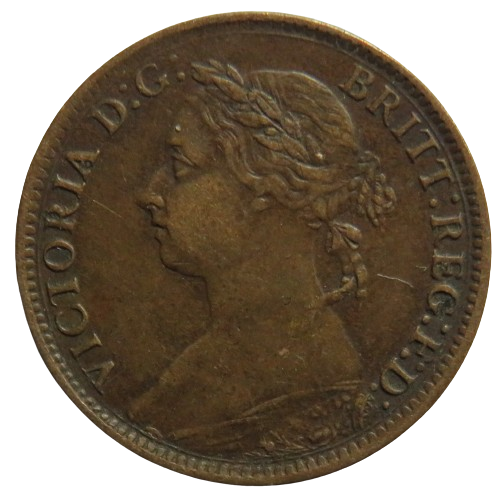 1884 Queen Victoria Bun Head Farthing Coin - Great Britain