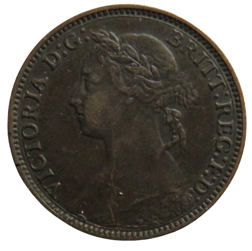 1882-H Queen Victoria Bun Head Farthing Coin - Great Britain