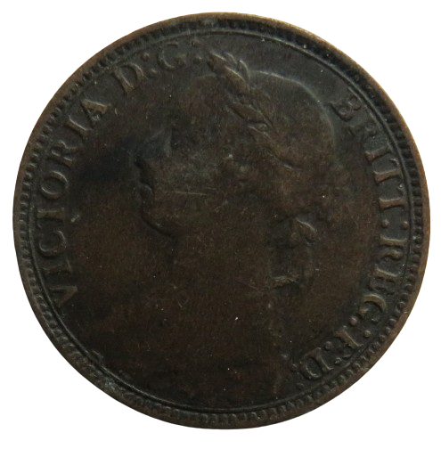 1893 Queen Victoria Bun Head Farthing Coin - Great Britain