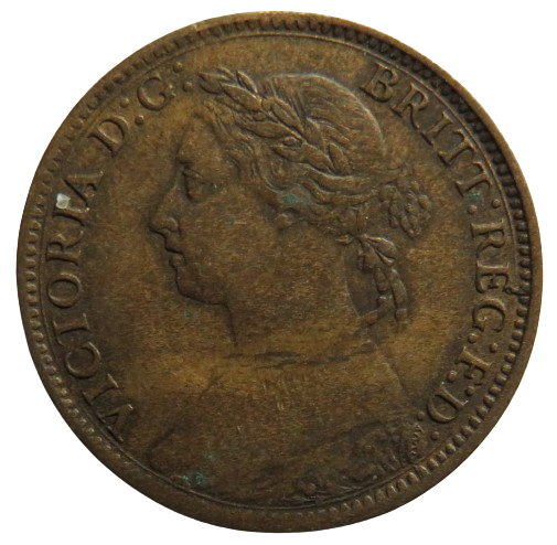 1888 Queen Victoria Bun Head Farthing Coin - Great Britain