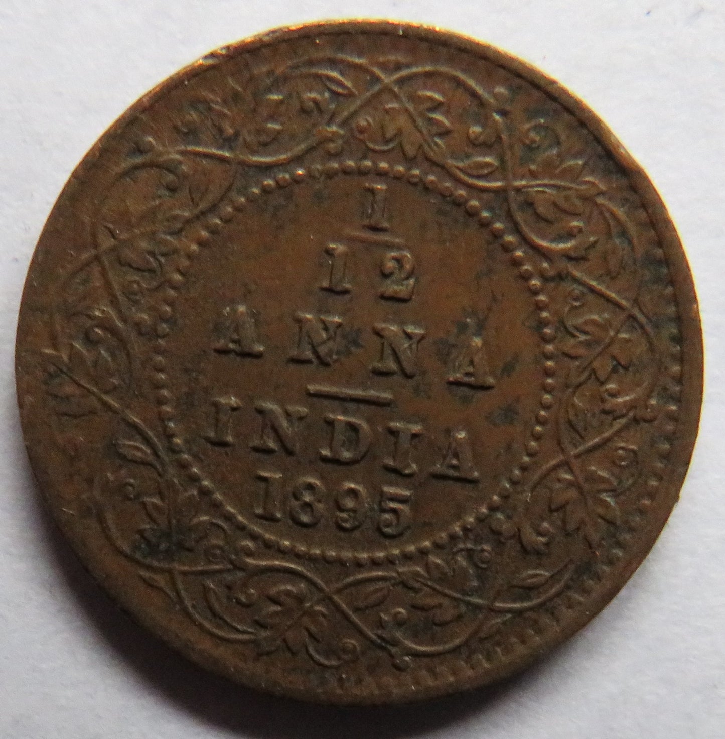 1895 Queen Victoria India 1/12th Anna Coin