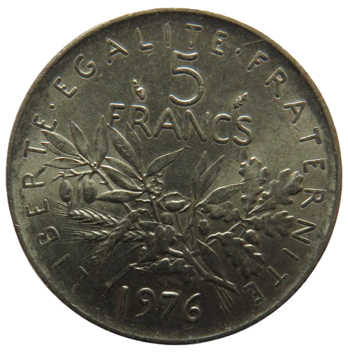 1976 France 5 Francs Coin