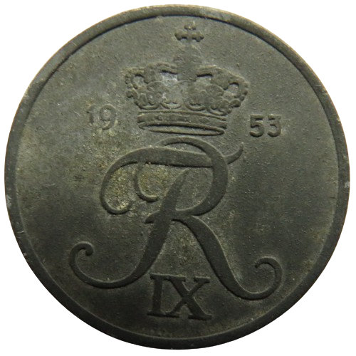 1953 Denmark 5 Ore Coin