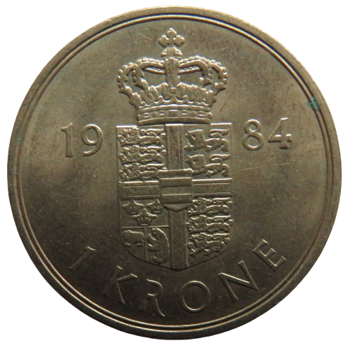 1984 Denmark One Krone Coin In High Grade