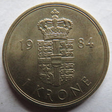 Load image into Gallery viewer, 1984 Denmark One Krone Coin In High Grade
