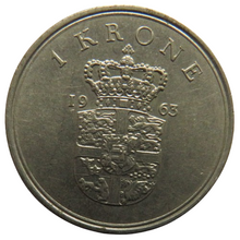 Load image into Gallery viewer, 1963 Denmark One Krone Coin
