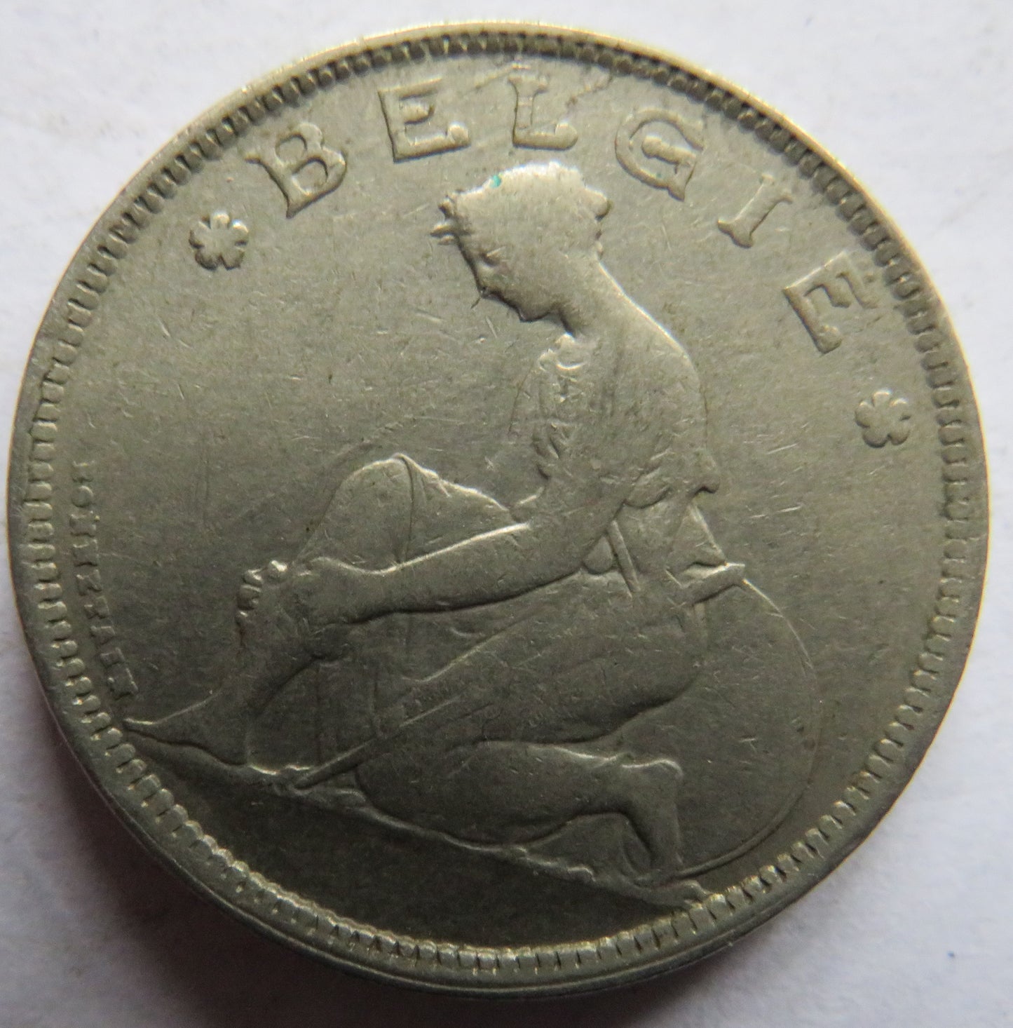 1924 Belgium 2 Francs Coin