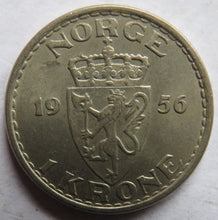 Load image into Gallery viewer, 1956 Norway One Krone Coin
