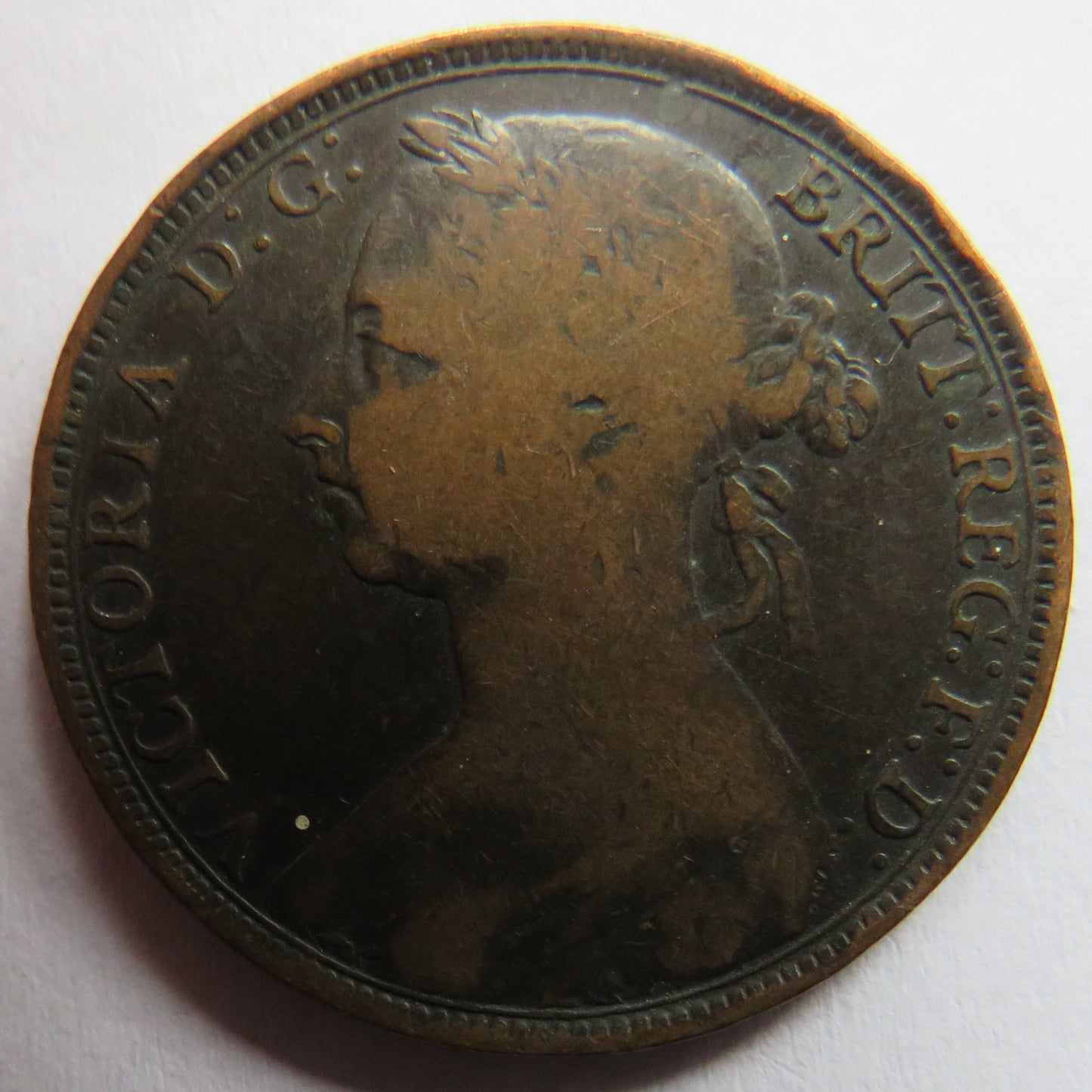 1891 Queen Victoria Bun Head One Penny Coin - Great Britain