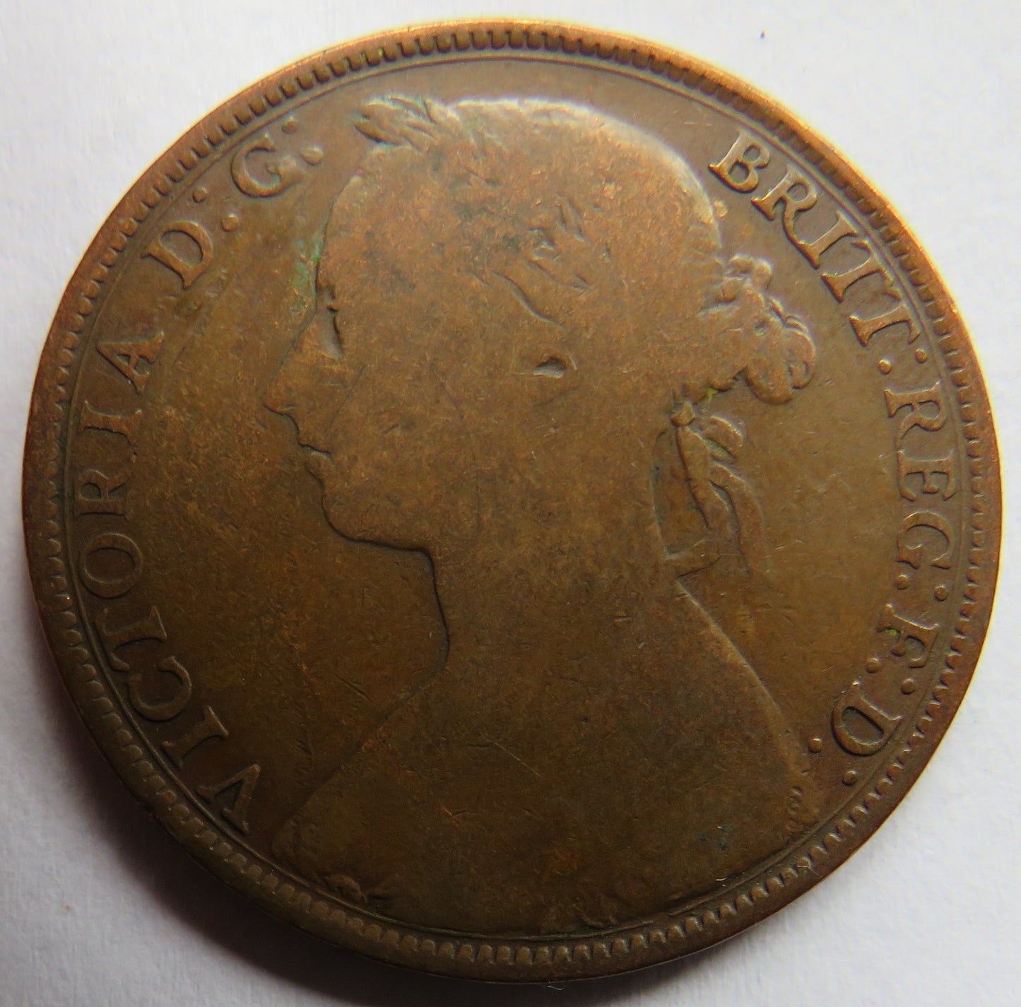 1892 Queen Victoria Bun Head One Penny Coin - Great Britain