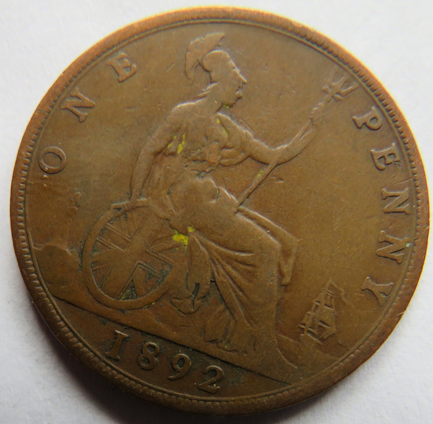 1892 Queen Victoria Bun Head One Penny Coin - Great Britain