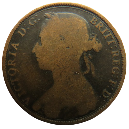 1892 Queen Victoria Bun Head One Penny Coin - Great Britain