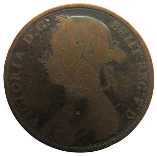 1892 Queen Victoria Bun Head One Penny Coin - Great Britain