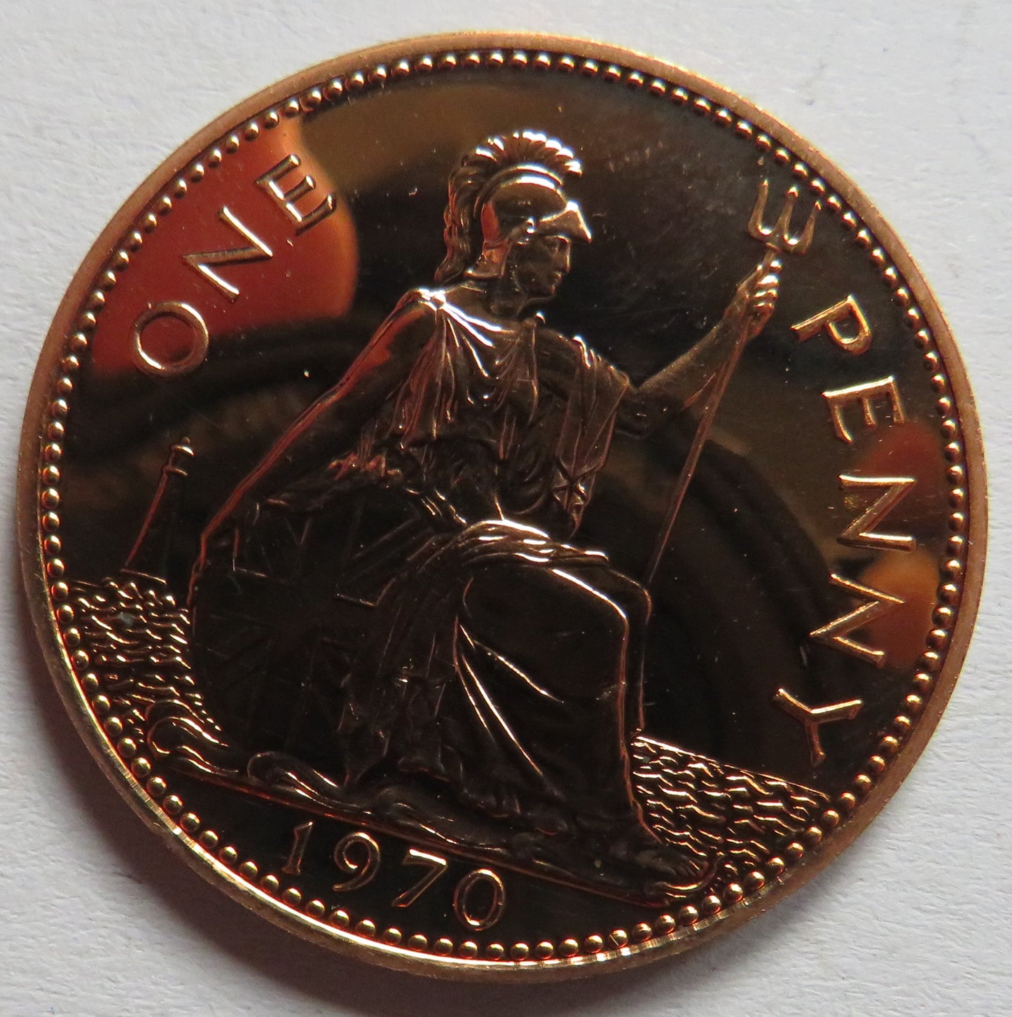 1970 Queen Elizabeth II Proof One Penny Coin - Great Britain