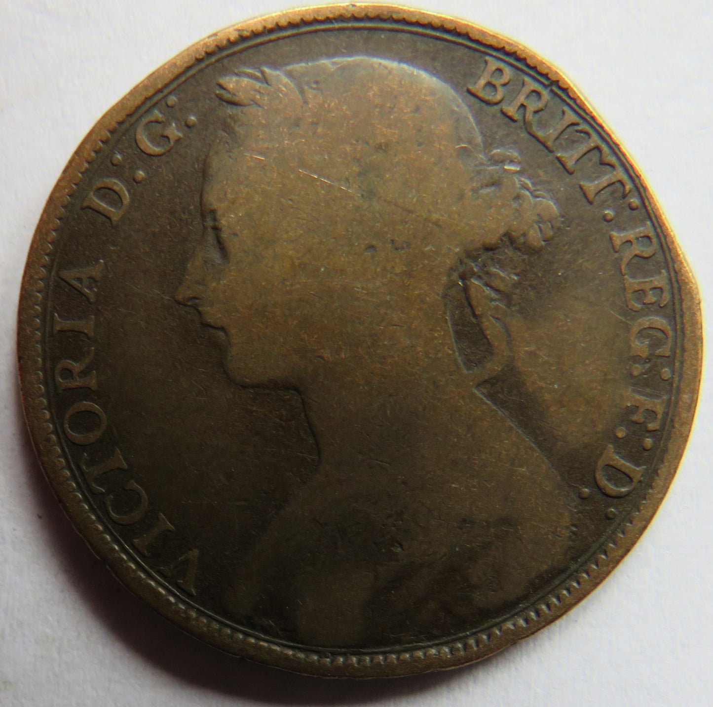 1893 Queen Victoria Bun Head One Penny Coin - Great Britain